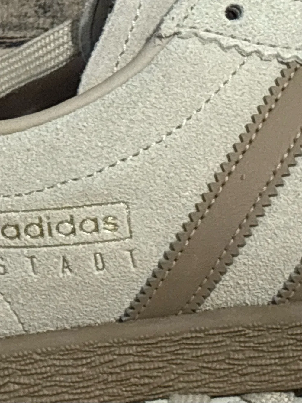 adidas Suede Sneakers in Off-White with Taupe Stripes